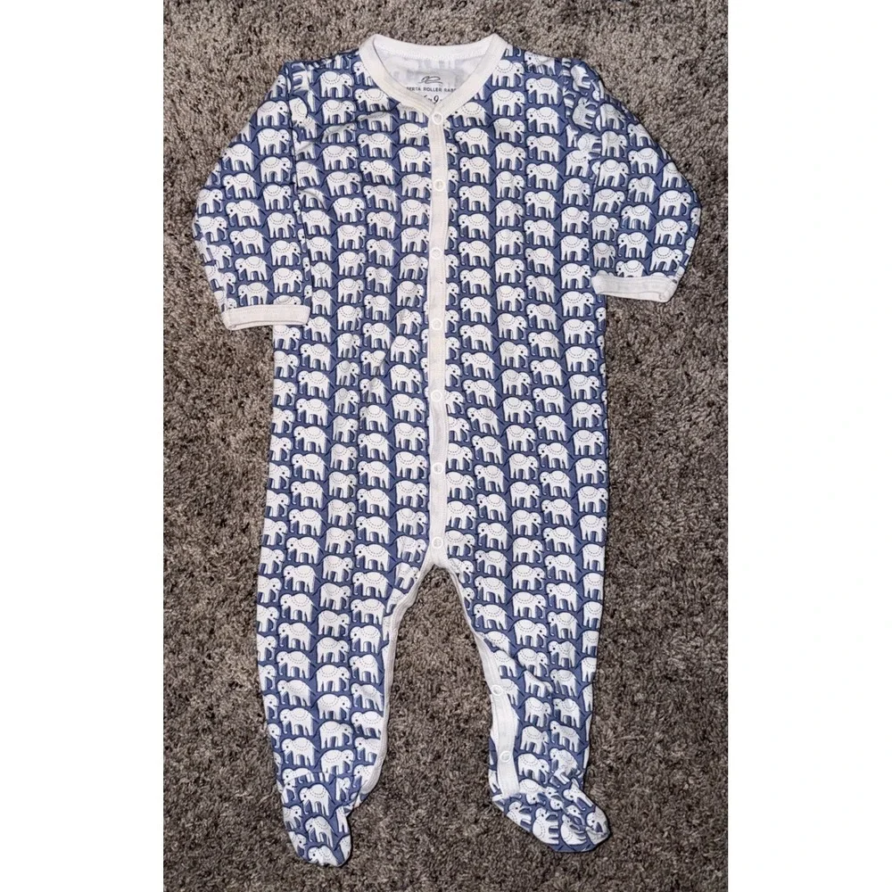 Roller Rabbit 100% Pima Cotton 6-9 Months Long Sleeve Roberto Elephant Pajamas